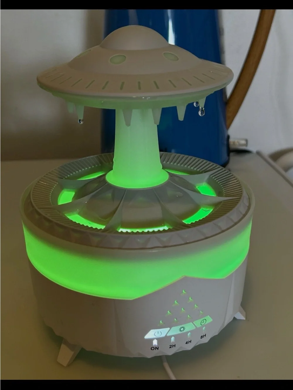 UFO Raindrop Aroma Diffuser lights up multicolor LED soothing sounds No Remote